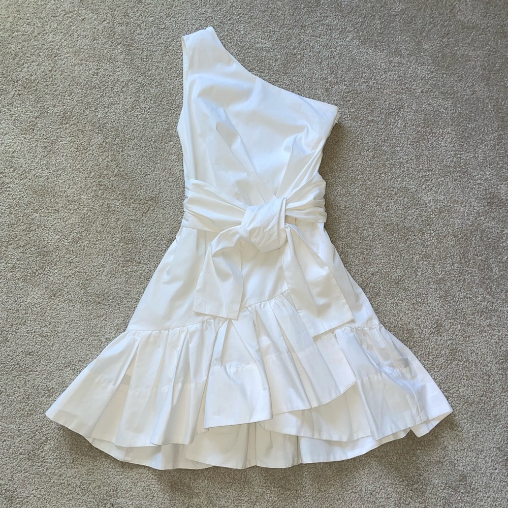 Banana Republic White One-Shoulder Ruffle Dress